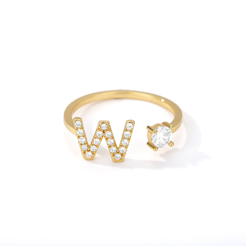 Anillo inicial diminuto para mujer con circonita, letras A-Z, 26 anillos, moda para parejas, boda, dije ajustable, regalo de joyería de nacimiento, Bijoux Femme