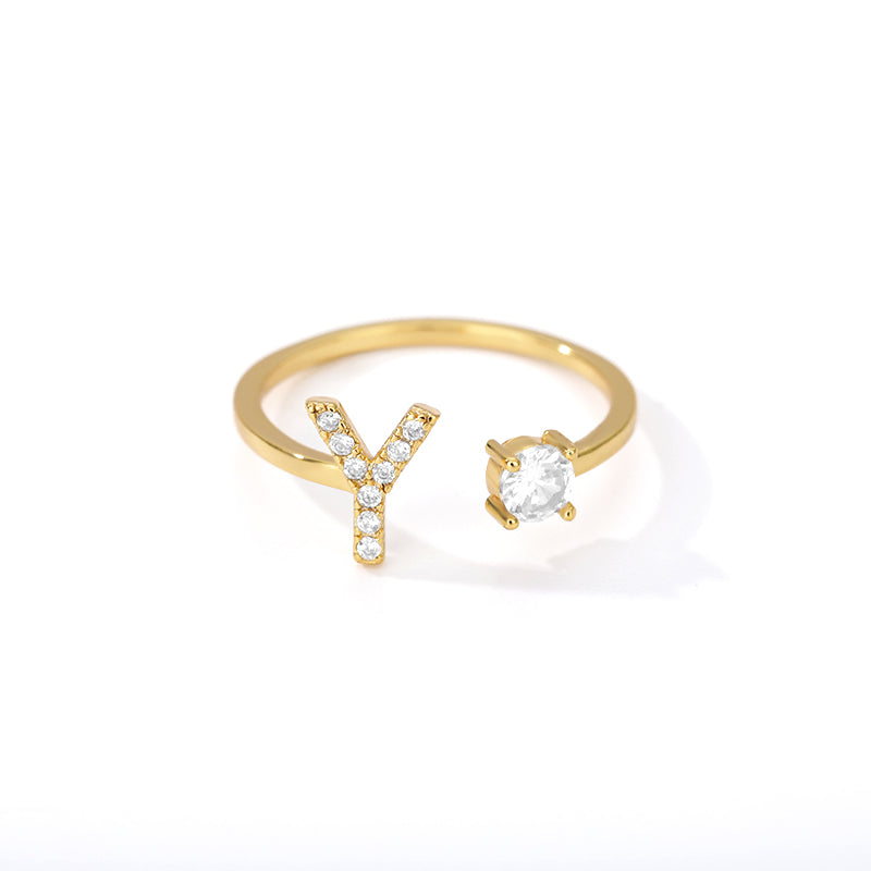 Anillo inicial diminuto para mujer con circonita, letras A-Z, 26 anillos, moda para parejas, boda, dije ajustable, regalo de joyería de nacimiento, Bijoux Femme