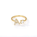 Anillo inicial diminuto para mujer con circonita, letras A-Z, 26 anillos, moda para parejas, boda, dije ajustable, regalo de joyería de nacimiento, Bijoux Femme