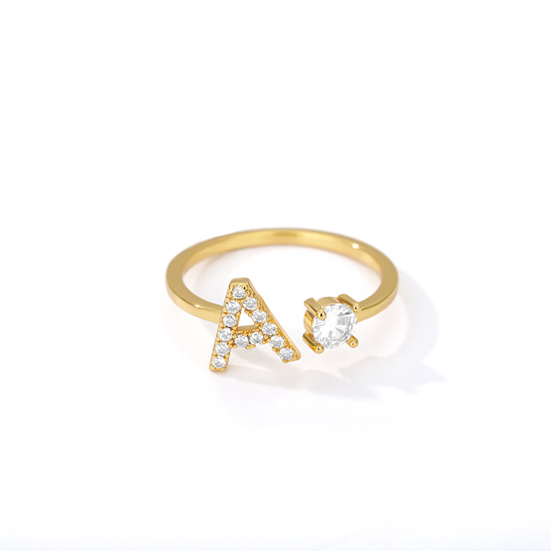 Anillo inicial diminuto para mujer con circonita, letras A-Z, 26 anillos, moda para parejas, boda, dije ajustable, regalo de joyería de nacimiento, Bijoux Femme