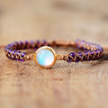 Pulseras de piedra envueltas para mujer, amatistas, ópalo, pulsera trenzada de cuerda, pulsera de la amistad de yoga, joyería bohemia