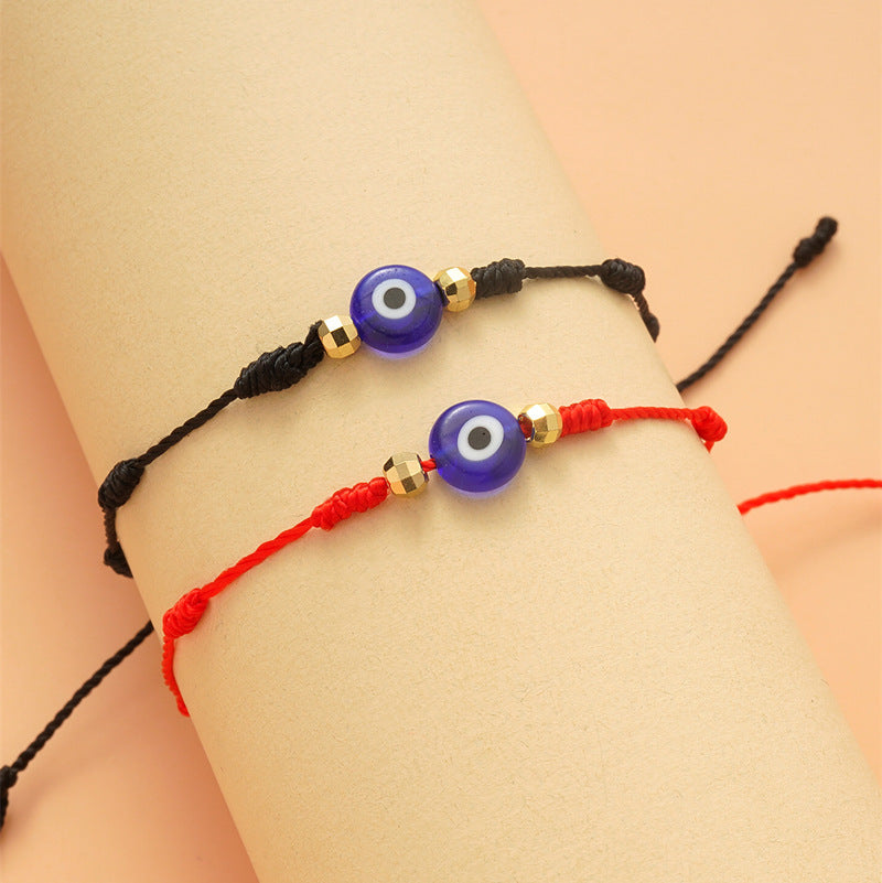 Neues 7-Knoten-Armband mit bösem Blick, 6er-Pack, blaues Auge, Papierkarte, geflochtenes verstellbares Armband