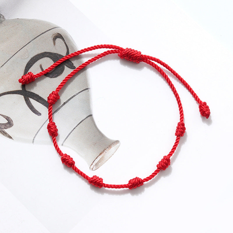 Neues 7-Knoten-Armband mit bösem Blick, 6er-Pack, blaues Auge, Papierkarte, geflochtenes verstellbares Armband