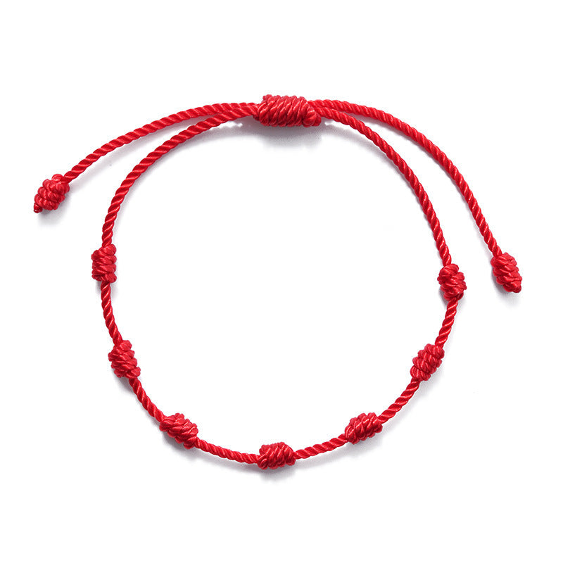 Neues 7-Knoten-Armband mit bösem Blick, 6er-Pack, blaues Auge, Papierkarte, geflochtenes verstellbares Armband