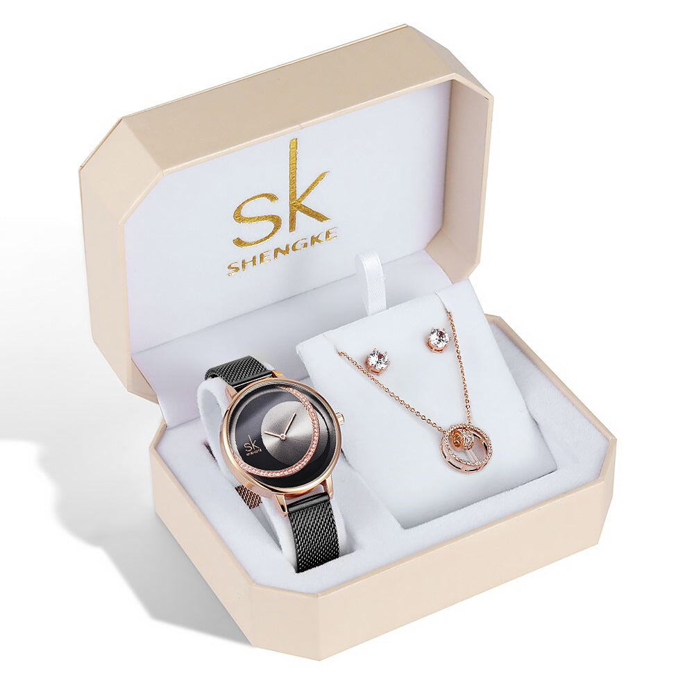 Dreiteiliges Roségold-Uhren-Set als Geburtstagsgeschenk für Damen