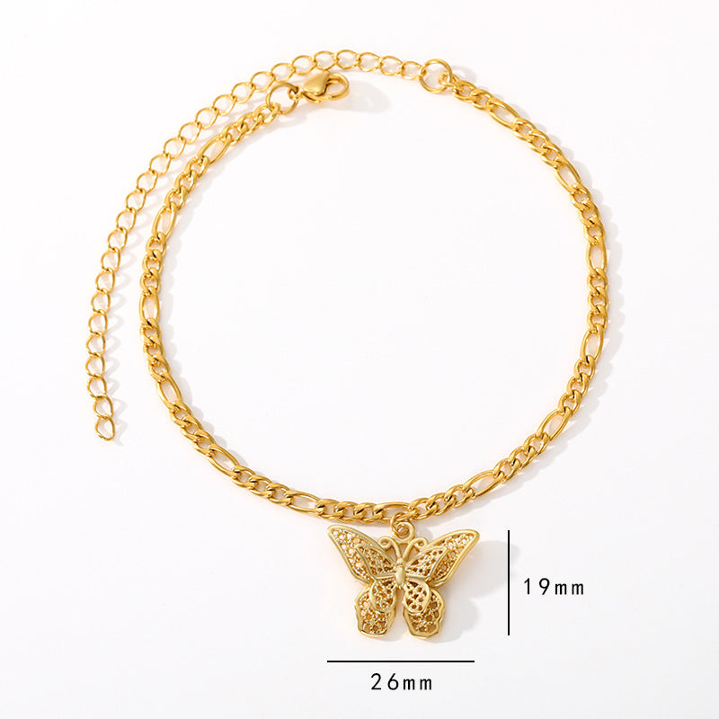 Heißer Stil Edelstahl Schmetterlingsarmband 18K Gold Bohemianisches Paar Schmuck Schmetterlingsanhänger Armband