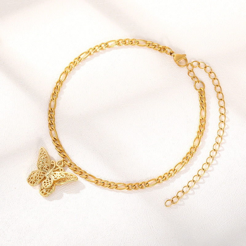 Heißer Stil Edelstahl Schmetterlingsarmband 18K Gold Bohemianisches Paar Schmuck Schmetterlingsanhänger Armband