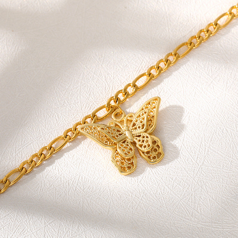 Heißer Stil Edelstahl Schmetterlingsarmband 18K Gold Bohemianisches Paar Schmuck Schmetterlingsanhänger Armband