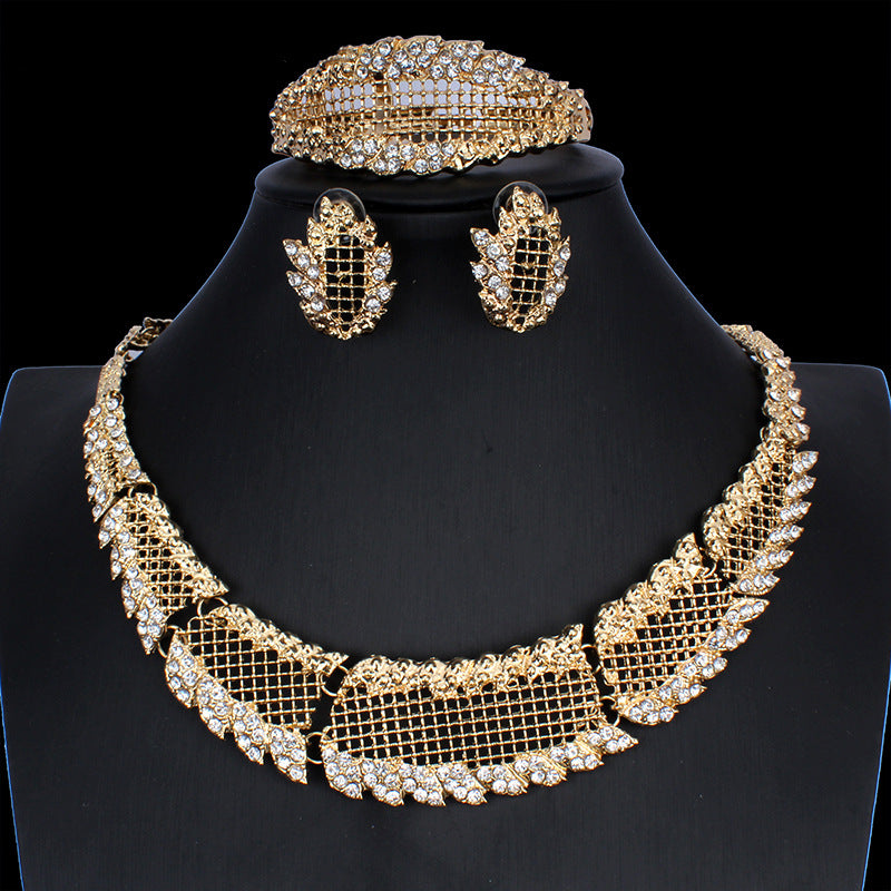 Neues Fashion Legierung Schmuckset Halskette und Ohrringe Vierteiliges Set
