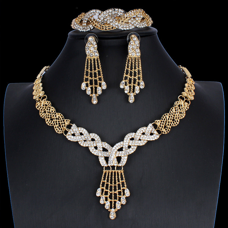 Neues Fashion Legierung Schmuckset Halskette und Ohrringe Vierteiliges Set