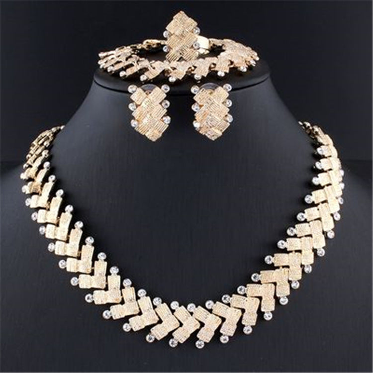 Neues Fashion Legierung Schmuckset Halskette und Ohrringe Vierteiliges Set
