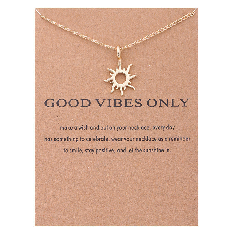 Großhandel Mode Goldfarbene „Good Vibes Only“ Sonnenhalsketten & Anhänger für Damen Schmuckgeschenk