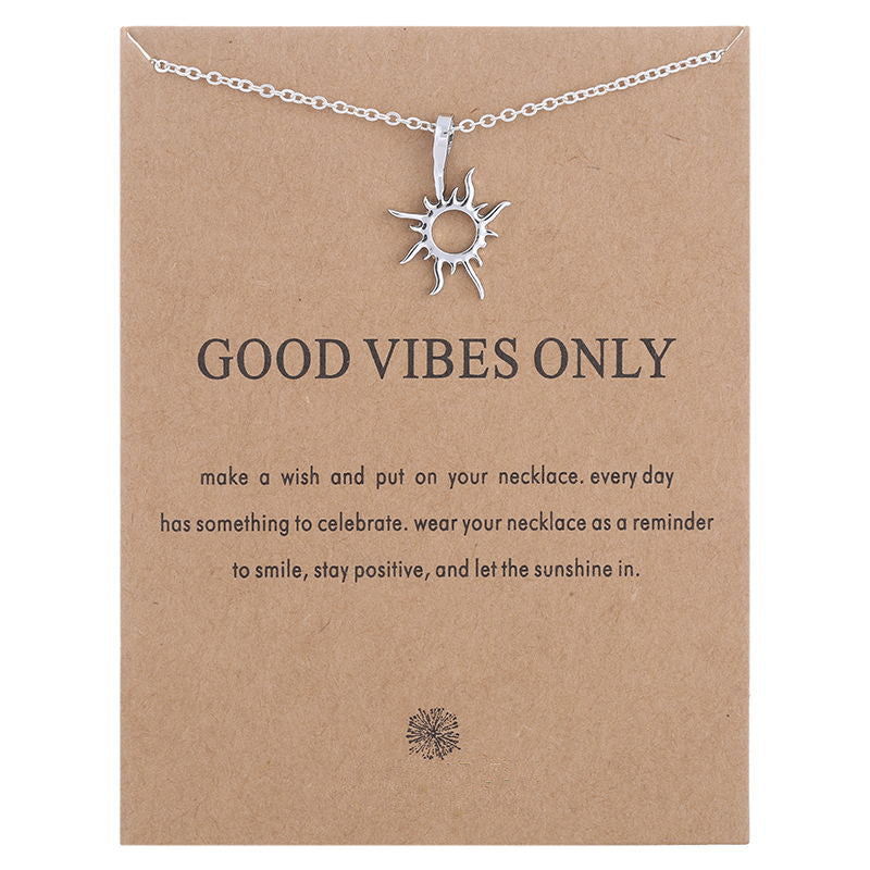 Großhandel Mode Goldfarbene „Good Vibes Only“ Sonnenhalsketten & Anhänger für Damen Schmuckgeschenk