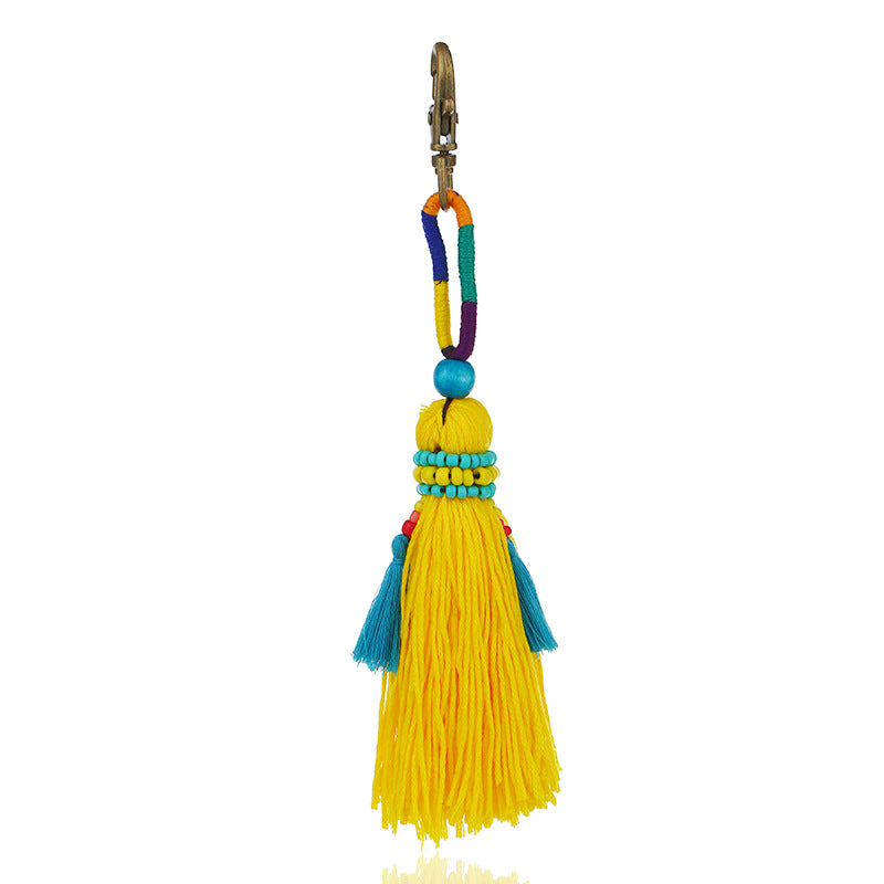 Colgante de borla colorido tejido a mano con cuentas de lana estilo bohemio DIY