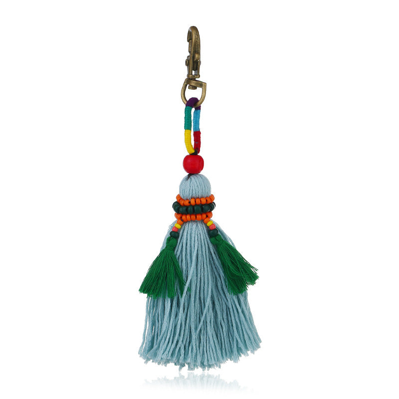 Colgante de borla colorido tejido a mano con cuentas de lana estilo bohemio DIY