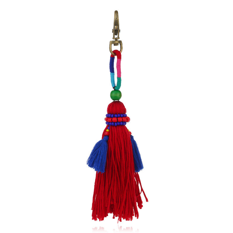 Colgante de borla colorido tejido a mano con cuentas de lana estilo bohemio DIY