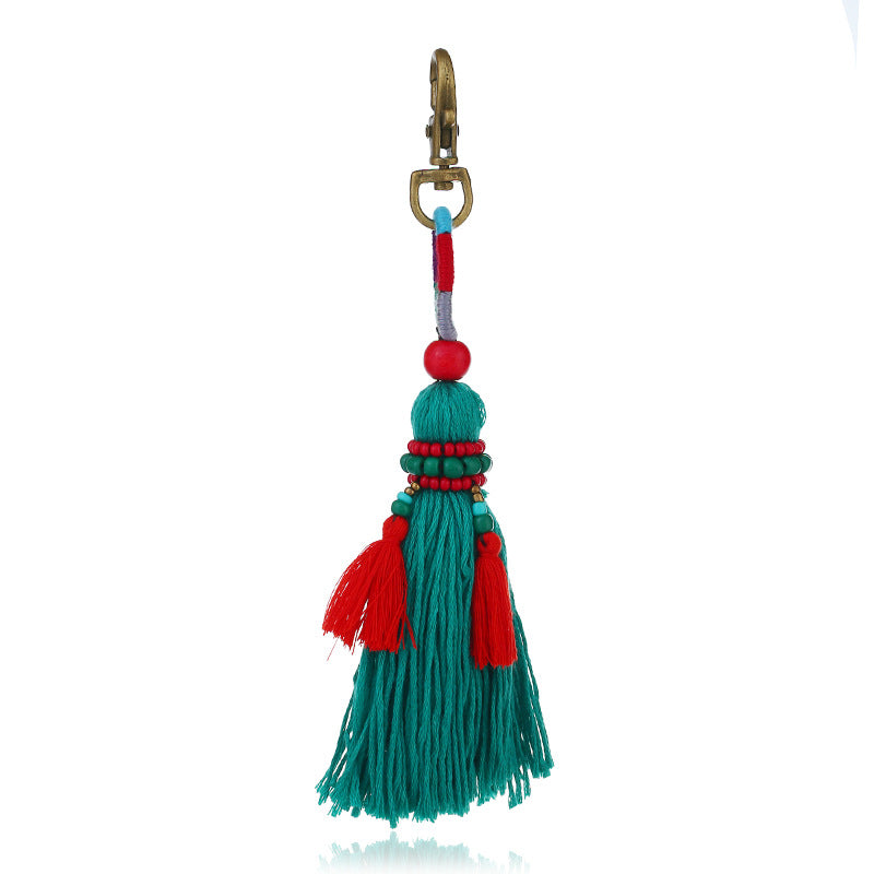 Colgante de borla colorido tejido a mano con cuentas de lana estilo bohemio DIY