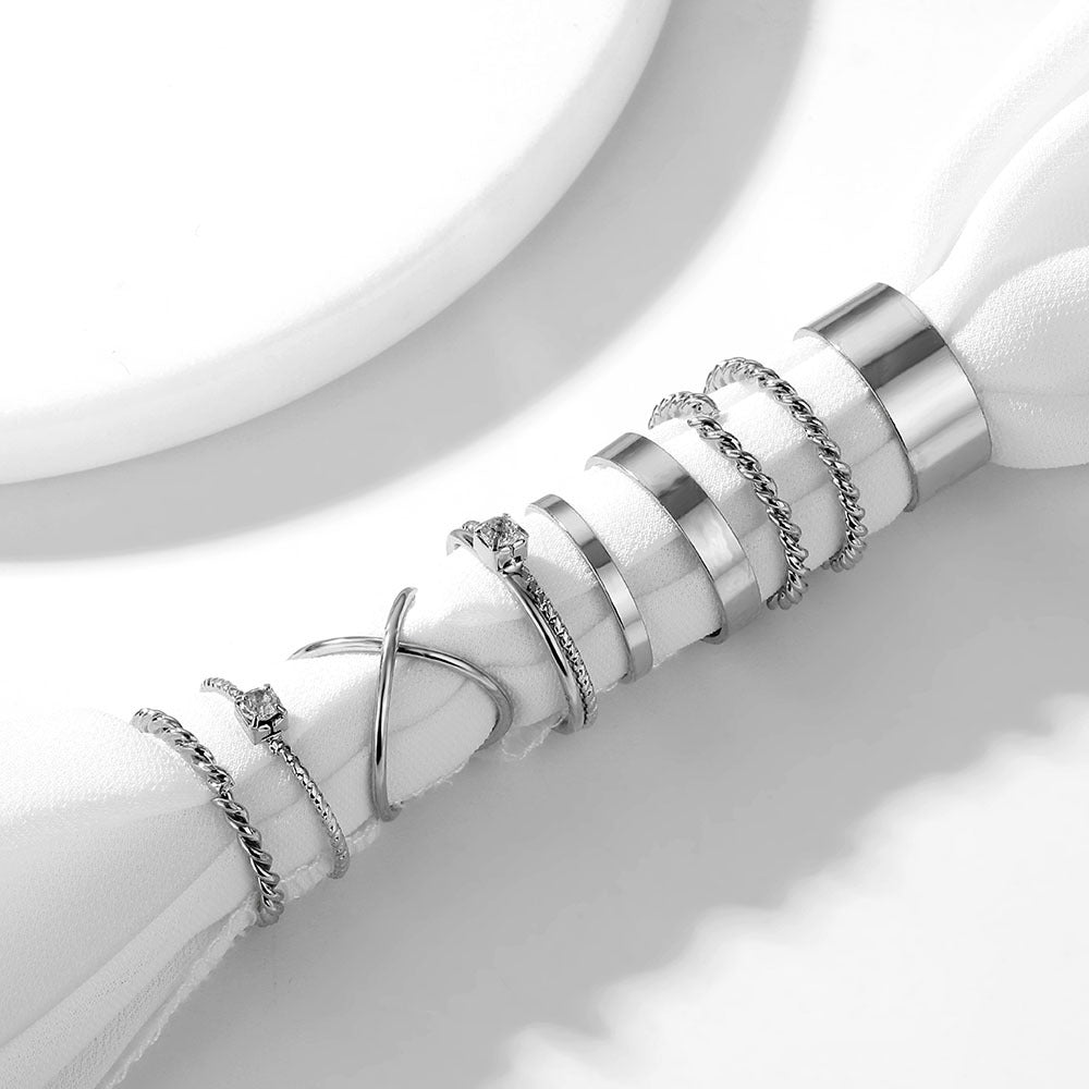 9 Piece Woven And Twisted Ring Ring