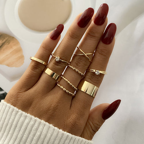 9 Piece Woven And Twisted Ring Ring