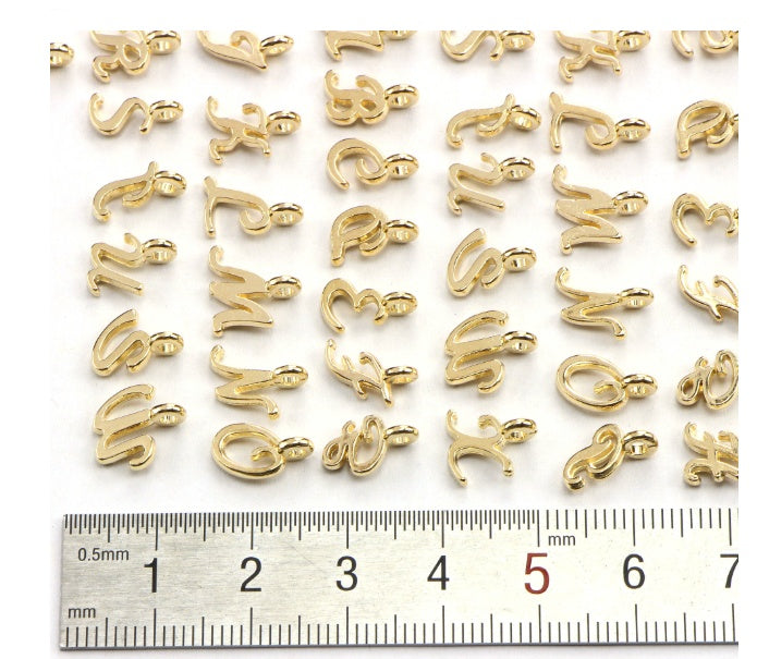 52Pcs Random Mixed Shape Ancient Letters Charms Gold 26 Letter Pendants For Diy Necklace Keychain Jewelry Gifts Making Tools