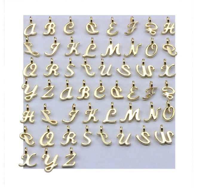 52Pcs Random Mixed Shape Ancient Letters Charms Gold 26 Letter Pendants For Diy Necklace Keychain Jewelry Gifts Making Tools