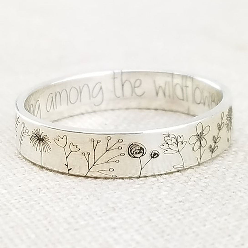 Europäischer und amerikanischer grenzüberschreitender neuer Stil You Belong Among The Wildflowers Einfacher Löwenzahnring