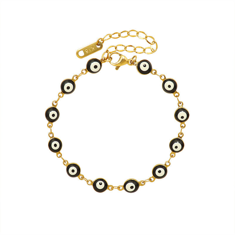 Armband aus Titanstahl für Damen mit schwarzen Öltropfen