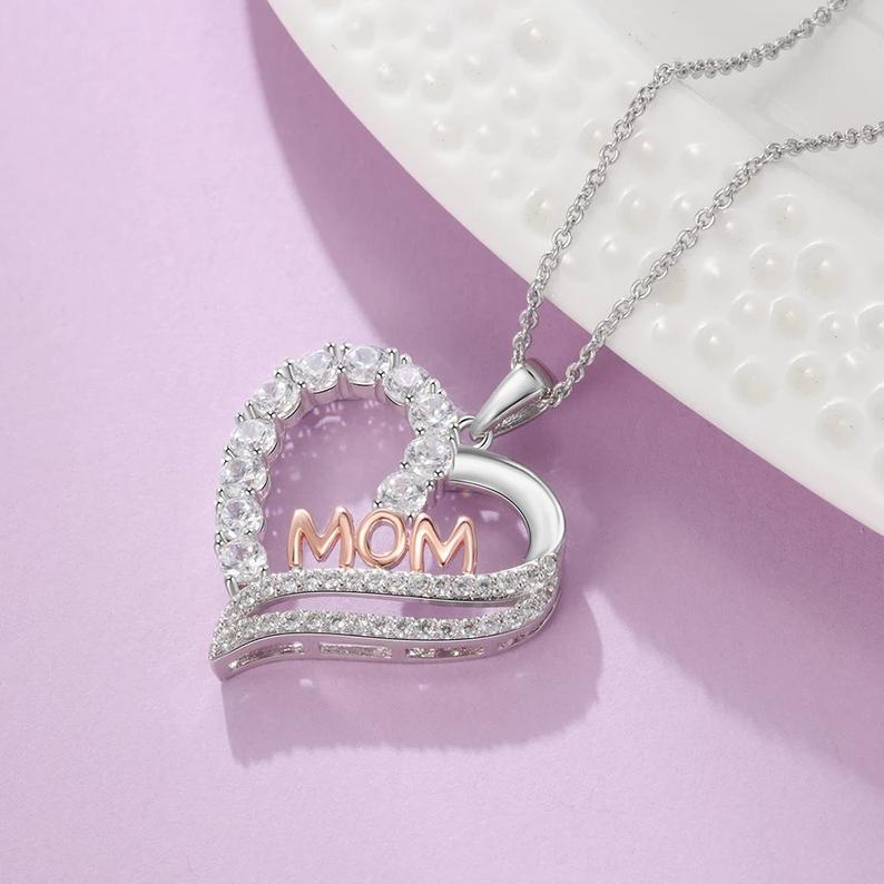 Europäische und amerikanische grenzüberschreitende Schmuckmode Kreatives Muttertagsgeschenk Mama Liebe Diamant Anhänger Halskette Accessoires
