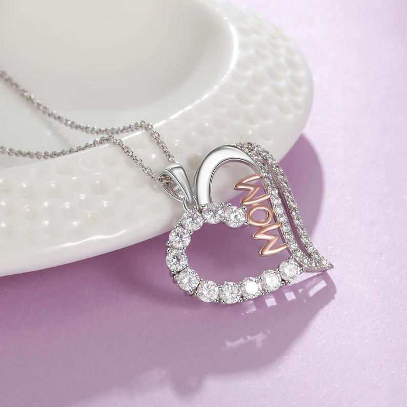 Europäische und amerikanische grenzüberschreitende Schmuckmode Kreatives Muttertagsgeschenk Mama Liebe Diamant Anhänger Halskette Accessoires