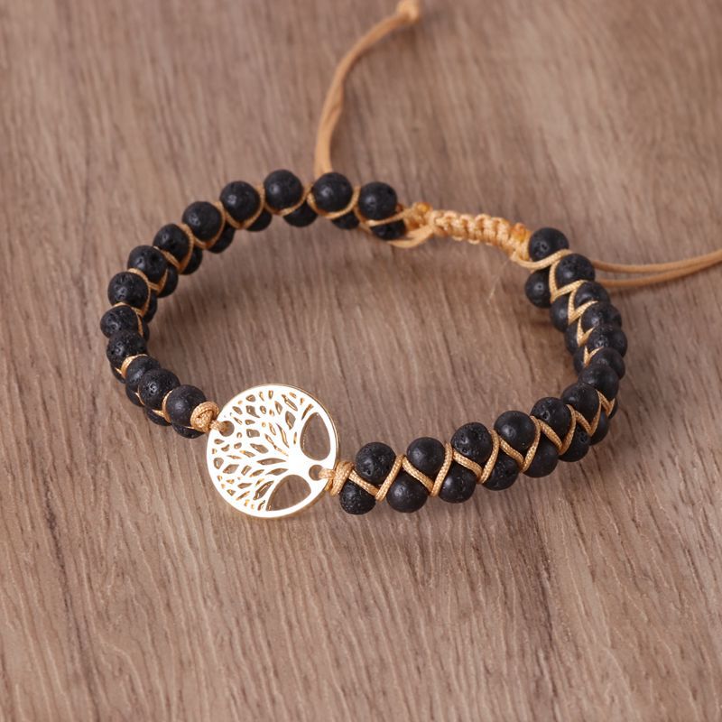 Pulsera de la amistad para amantes, de yoga, tejida a mano con cuentas de ágata natural