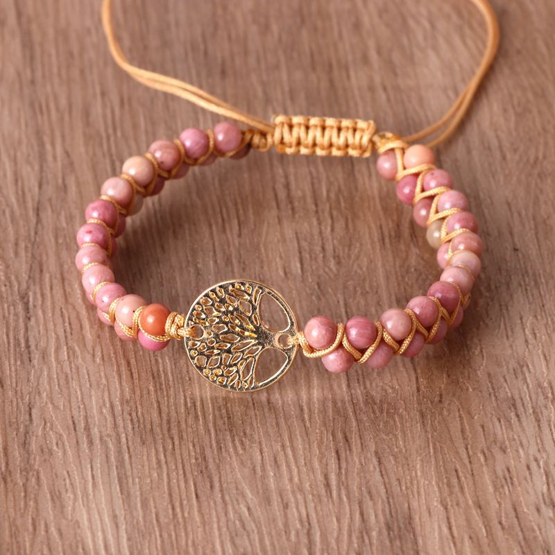 Pulsera de la amistad para amantes, de yoga, tejida a mano con cuentas de ágata natural