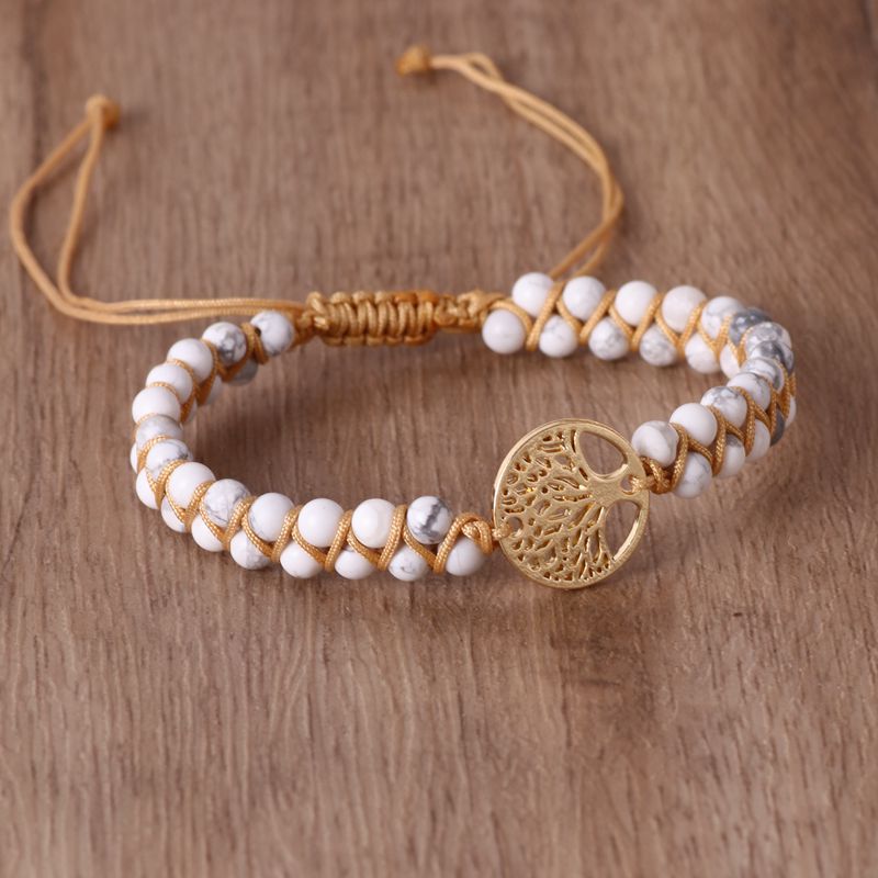 Pulsera de la amistad para amantes, de yoga, tejida a mano con cuentas de ágata natural