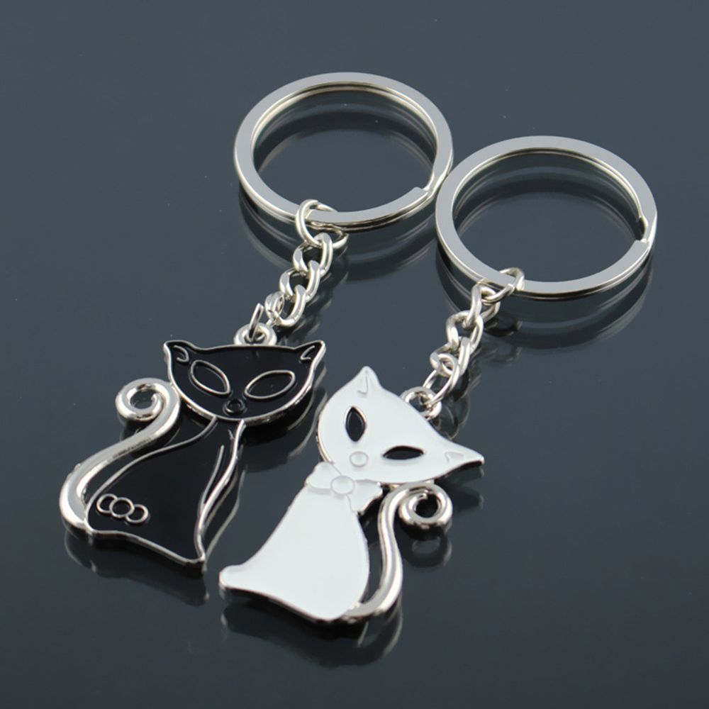 Anillo de llavero de gato, adorno, accesorio, joyería de esmalte de moda para parejas, amantes, de aleación