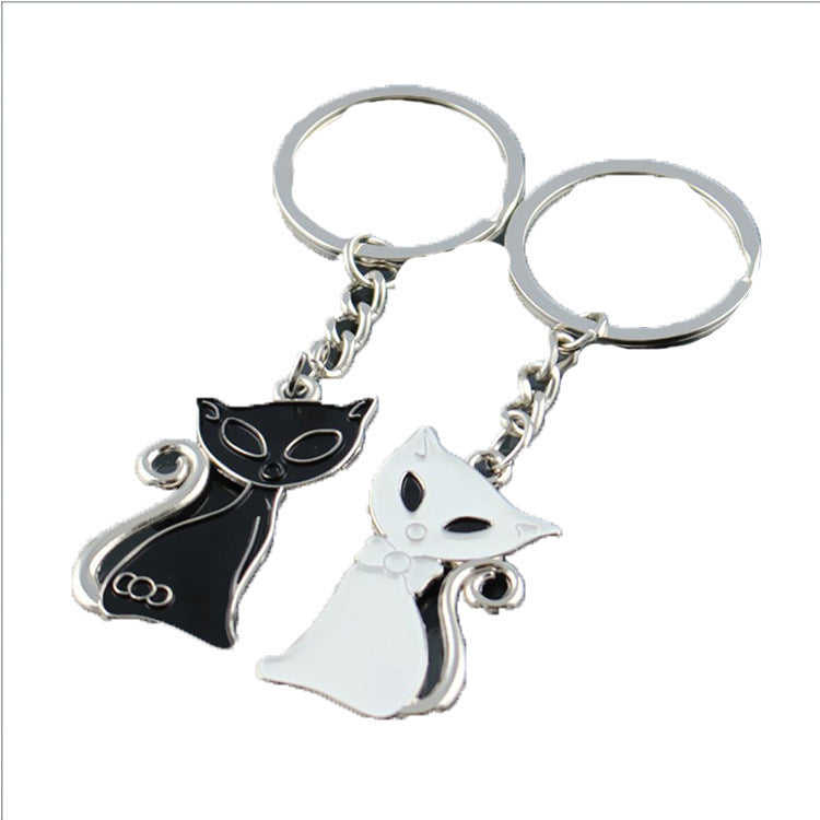 Anillo de llavero de gato, adorno, accesorio, joyería de esmalte de moda para parejas, amantes, de aleación