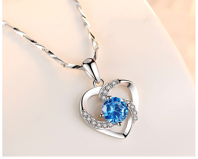 Trendy Gorgeous 3 Colors 925 Silver Necklace Pendant for Women Cubic Zircon Jewelry