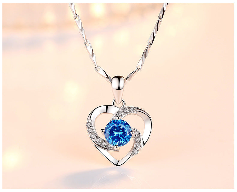 Trendy Gorgeous 3 Colors 925 Silver Necklace Pendant for Women Cubic Zircon Jewelry