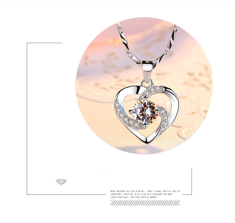 Trendy Gorgeous 3 Colors 925 Silver Necklace Pendant for Women Cubic Zircon Jewelry