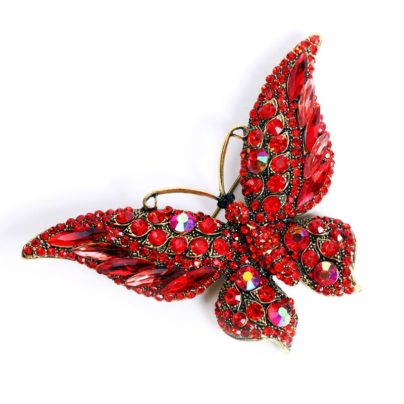 Broche grande de mariposa de cristal de animales de moda