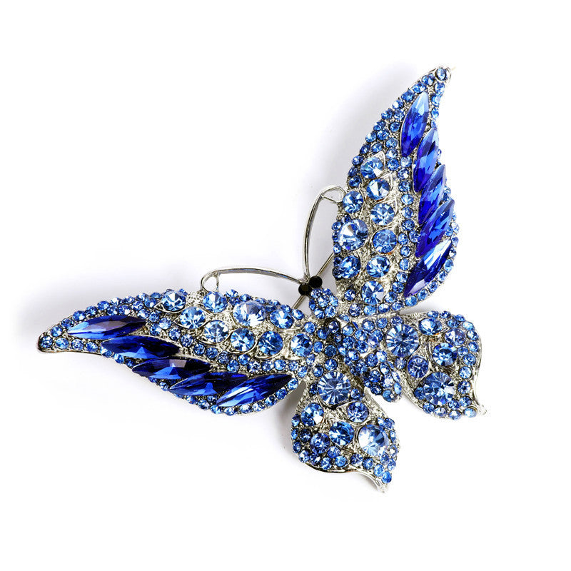 Broche grande de mariposa de cristal de animales de moda