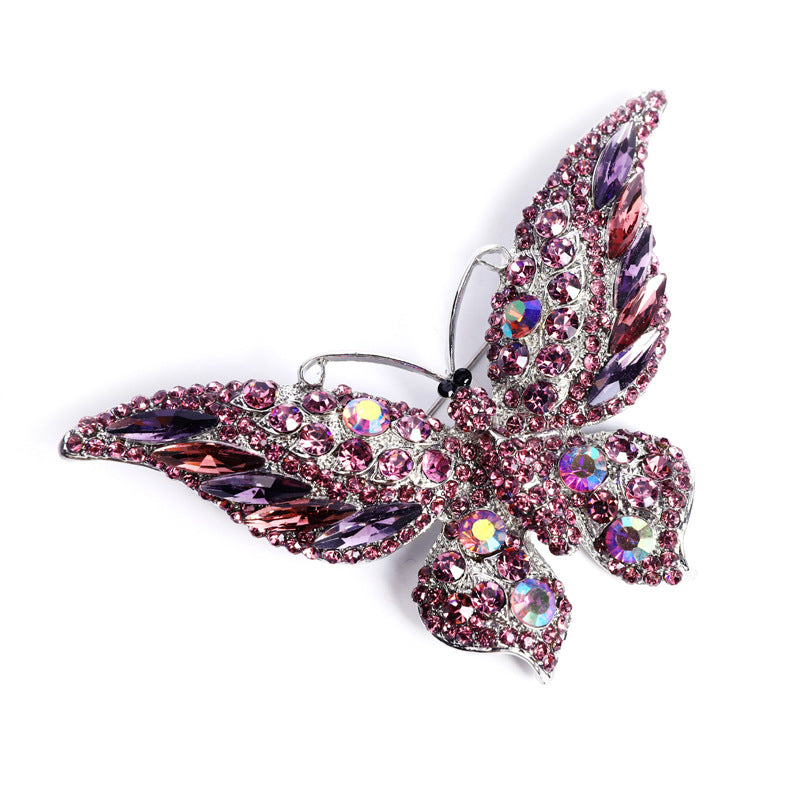Broche grande de mariposa de cristal de animales de moda