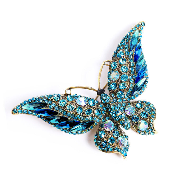 Broche grande de mariposa de cristal de animales de moda