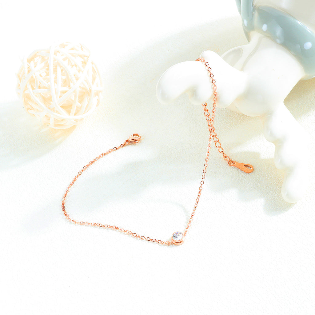 JeeMango Cubic Zirkonia Fußkettchen Roségold Armband Fußkette Edelstahl Knöchelkette Damen Schmuck JA19034