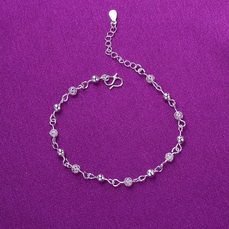 Tobilleras de plata 925, joyería de plata de moda, tobillera de cuentas huecas para mujer, niña, amiga, pie descalzo, joyería para la pierna