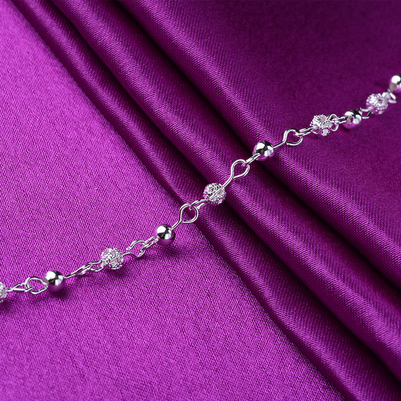 Tobilleras de plata 925, joyería de plata de moda, tobillera de cuentas huecas para mujer, niña, amiga, pie descalzo, joyería para la pierna