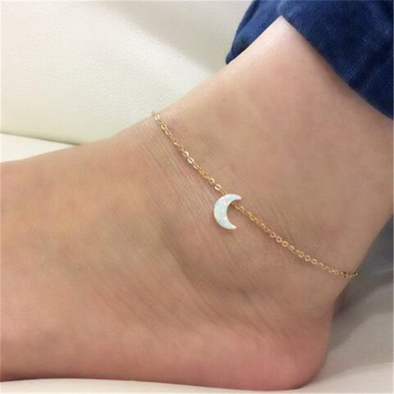 Tobillera de luna Tobillera con dije Tobillera de playa Tobillera minimalista de moda