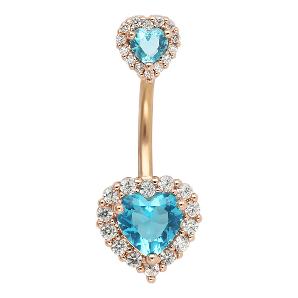 Anillos de botón Joyas para el vientre Barra para el ombligo Perforación 14G Acero quirúrgico Corazón 316L Mujeres