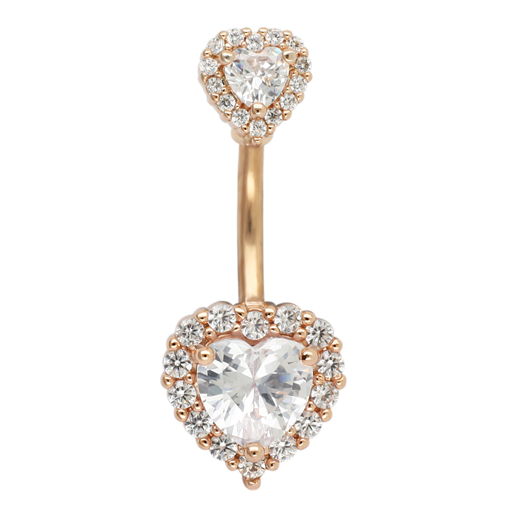 Anillos de botón Joyas para el vientre Barra para el ombligo Perforación 14G Acero quirúrgico Corazón 316L Mujeres
