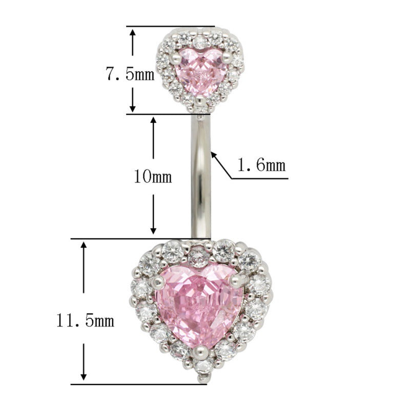 Anillos de botón Joyas para el vientre Barra para el ombligo Perforación 14G Acero quirúrgico Corazón 316L Mujeres