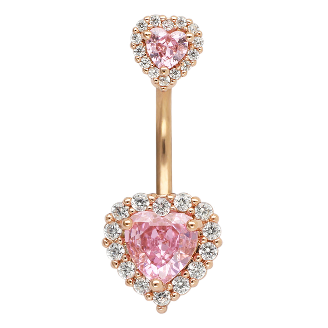 Anillos de botón Joyas para el vientre Barra para el ombligo Perforación 14G Acero quirúrgico Corazón 316L Mujeres