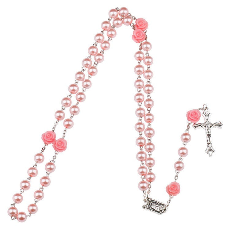Kreuz-Halskette Lange 9-Zeichen-Nadelperlenkette Jesus-Halskette